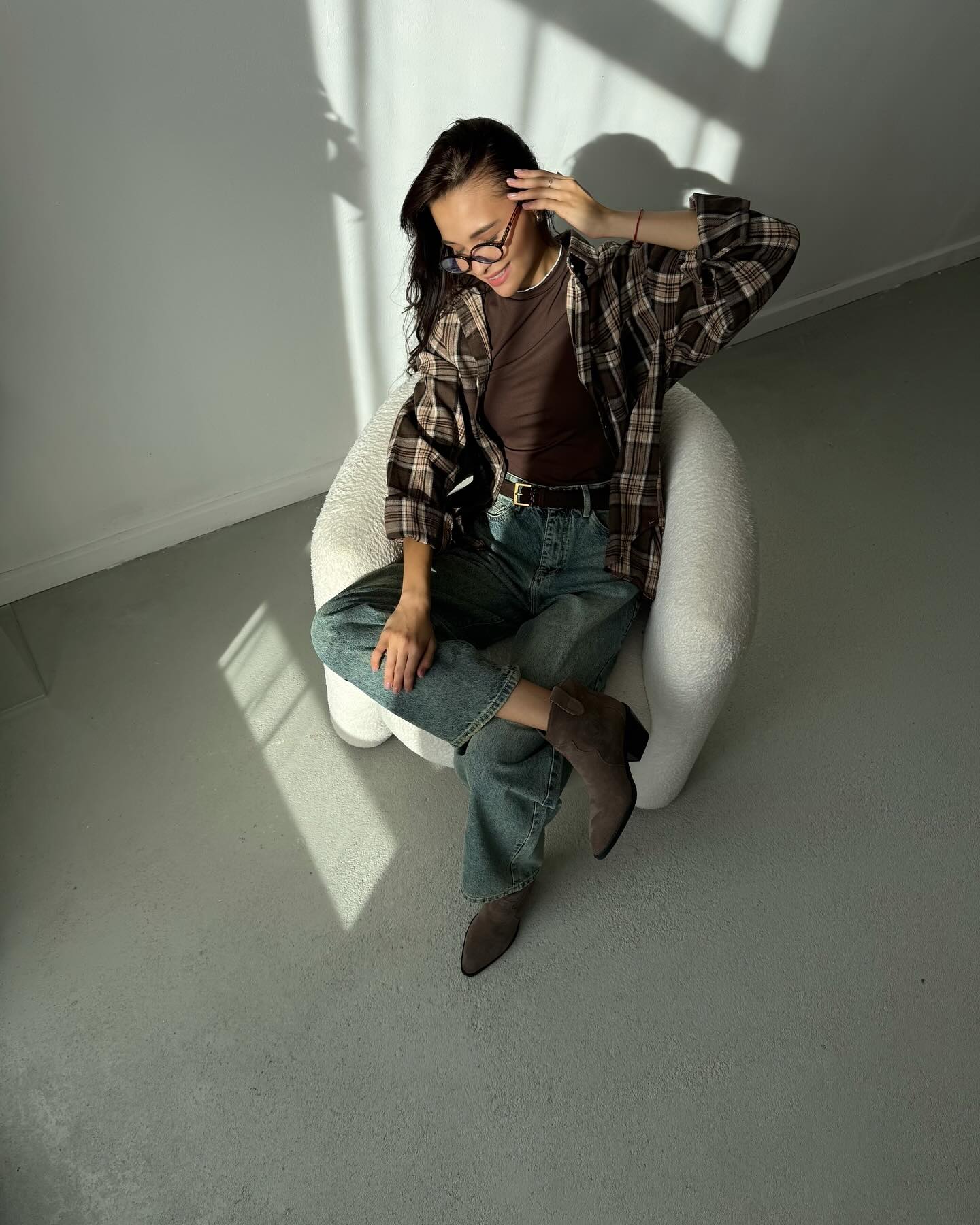 Рубашка в клетку oversize из мягкого хлопка