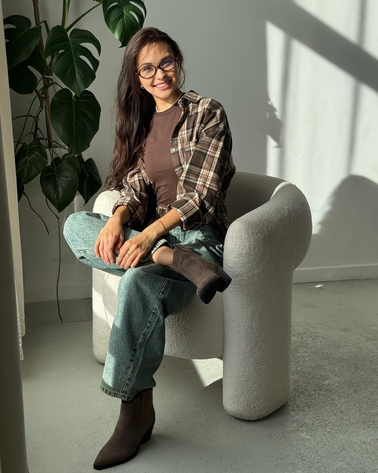 Рубашка в клетку oversize из мягкого хлопка