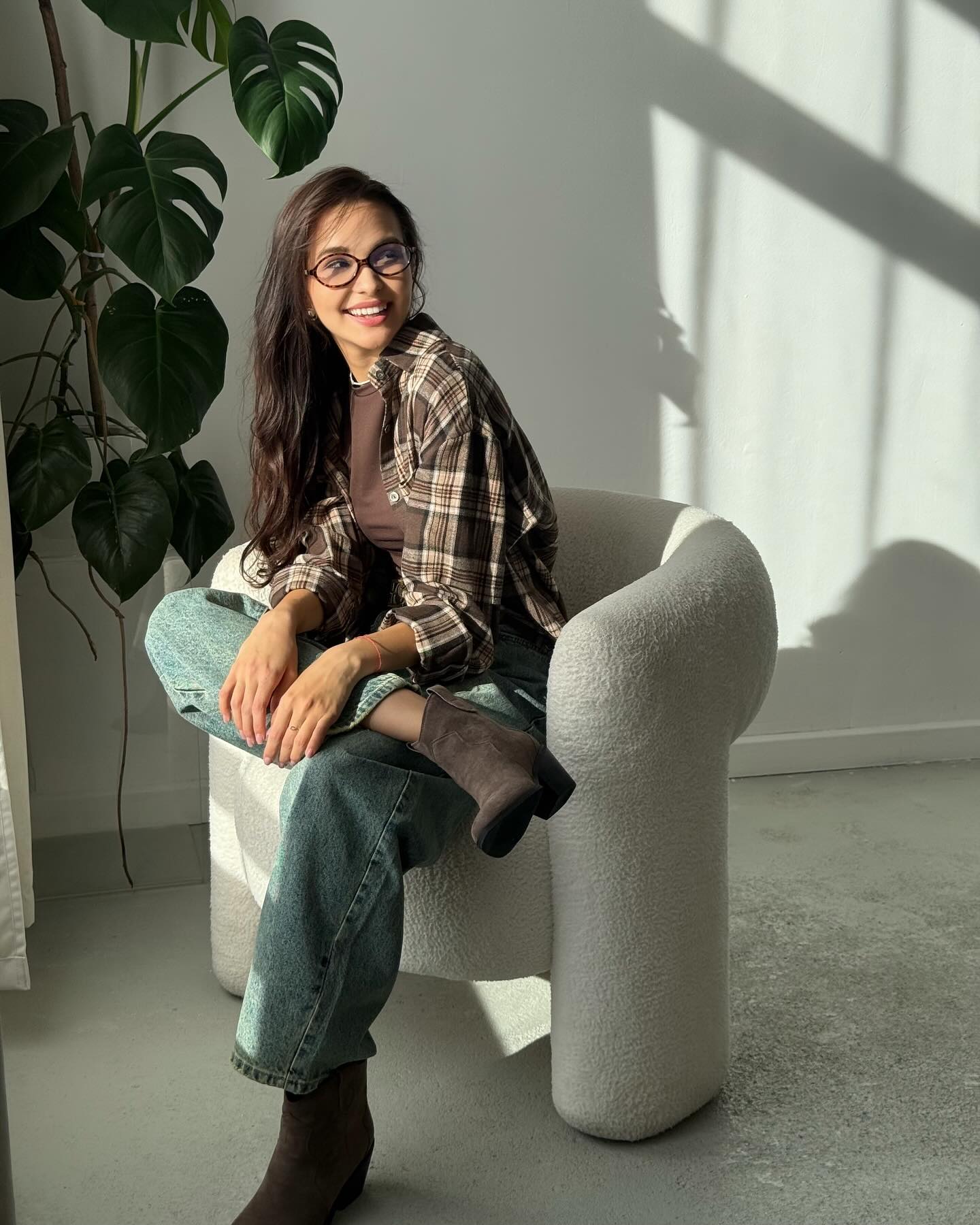 Рубашка в клетку oversize из мягкого хлопка